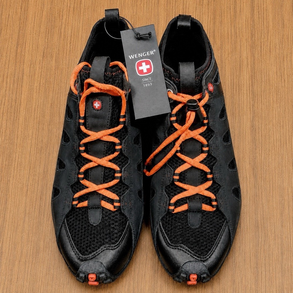 Wenger Swiss Mens Trail Running Shoes Black Orange FM8118 Size 11.5 NEW VC